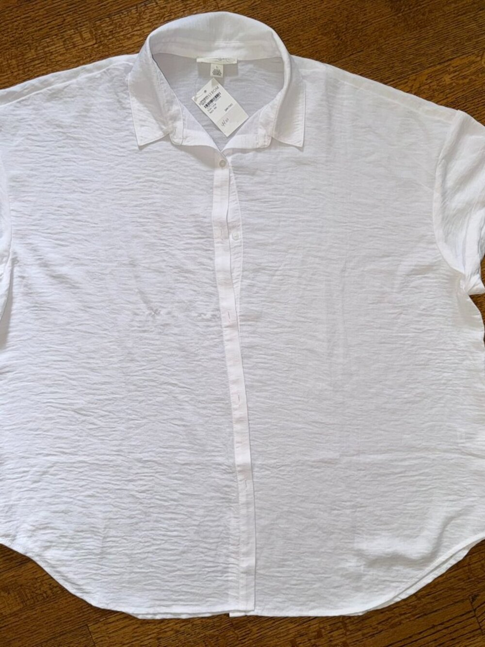 NWT Treasure & Bond Short Sleeve Crinkle Button-Up Blouse